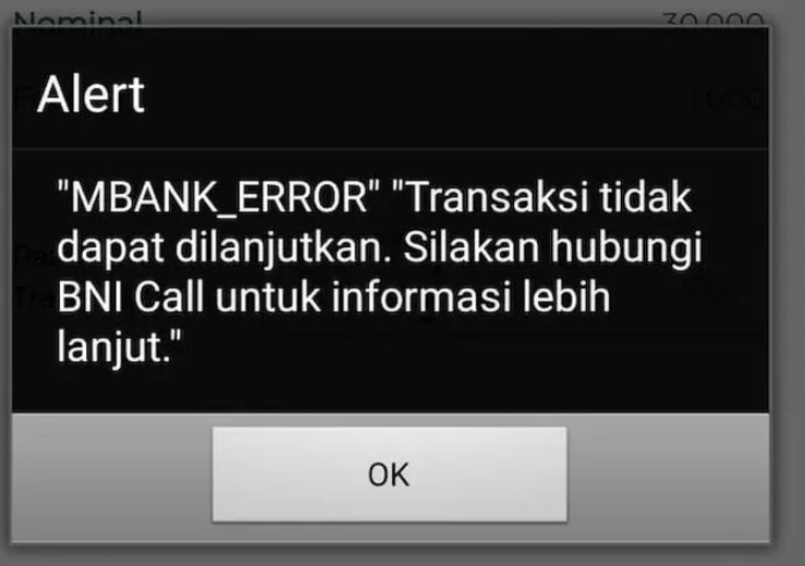 M Banking BNI yang Eror